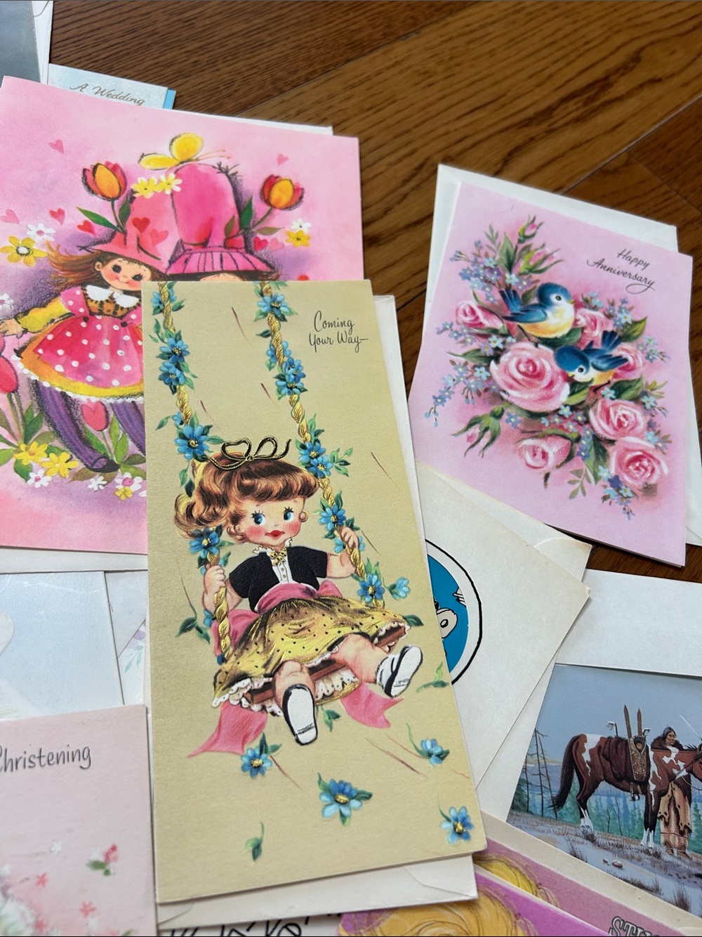 Vintage Assorted Greeting Card Lot - Colorful Floral & Character Designs